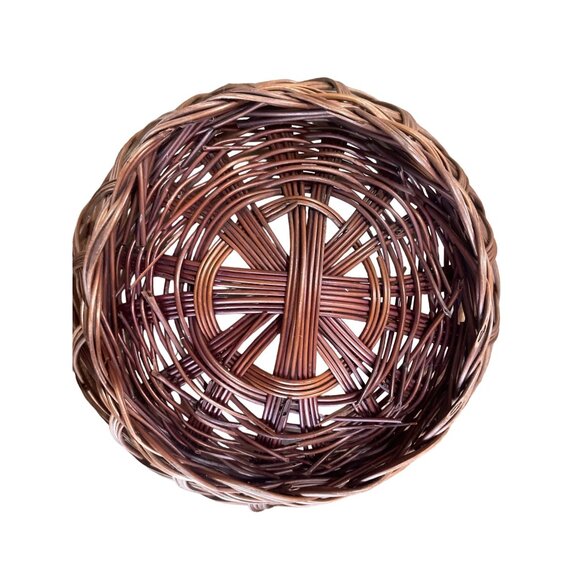 Vintage Wicker Set Of 2 Rustic Brown Woven Nesting Baskets - Picture 6 of 6